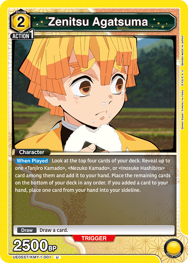 Zenitsu Agatsuma, UE05ST: Demon Slayer: Kimetsu no Yaiba Starter Deck · UE05ST/KMY-1-001
