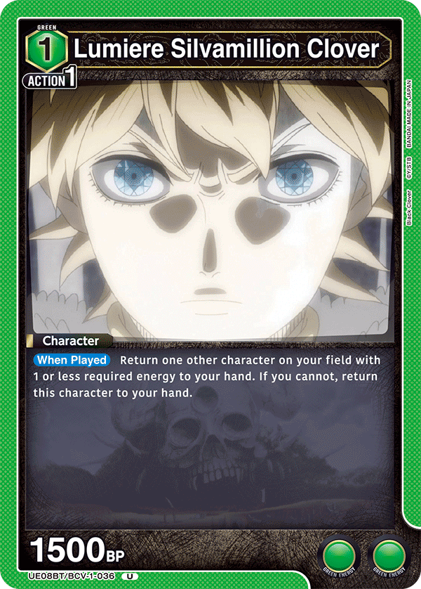 Lumiere Silvamillion Clover, UE08BT: Black Clover · UE08BT/BCV-1-036