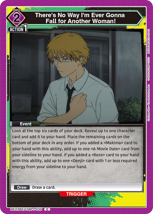 There's No Way I'm Ever Gonna Fall for Another Woman!, UE22BT: CHAINSAW MAN Release Event Cards · UE22BT/CSM-1-035