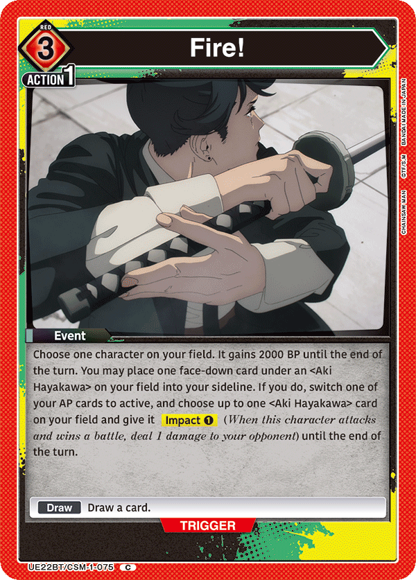 Fire!, UE22BT: CHAINSAW MAN Release Event Cards · UE22BT/CSM-1-075
