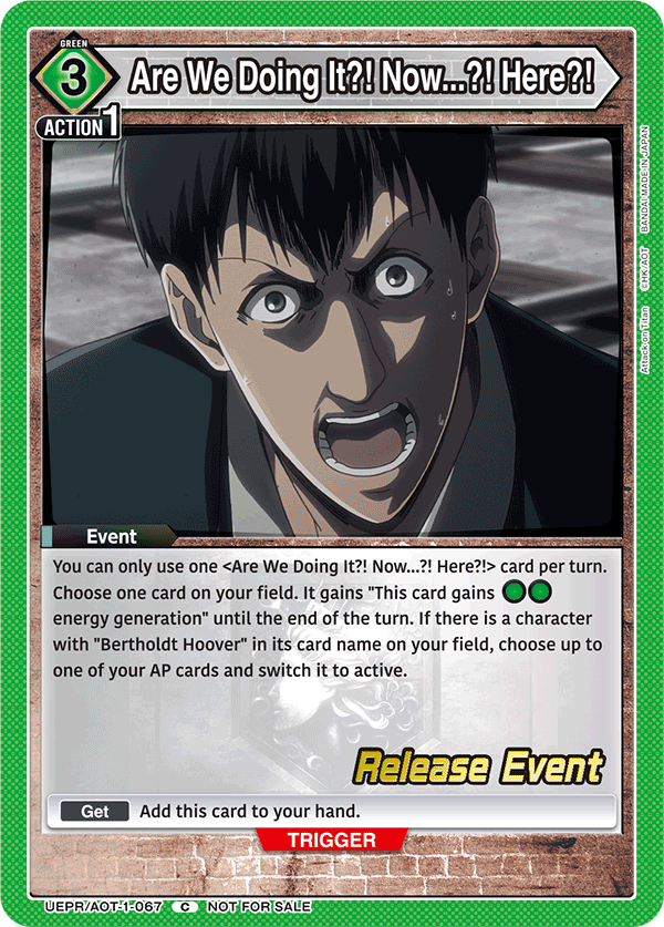 Are We Doing It?! Now...?! Here?!, UE10BT: Attack on Titan Release Event Cards · UEPR/AOT-1-067