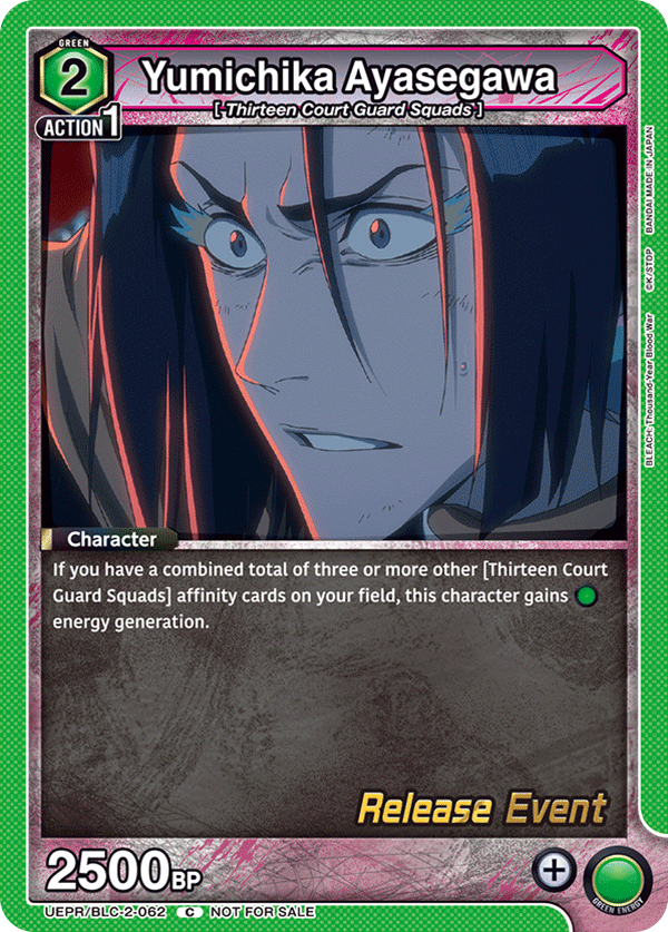 Yumichika Ayasegawa, UEX01BT: BLEACH: Thousand-Year Blood War Vol.2 Release Event Cards · UEPR/BLC-2-062