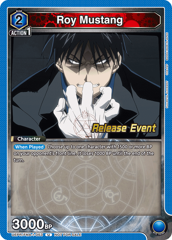 Roy Mustang, UE09BT: FULLMETAL ALCHEMIST Release Event Cards · UEPR/FMA-1-053