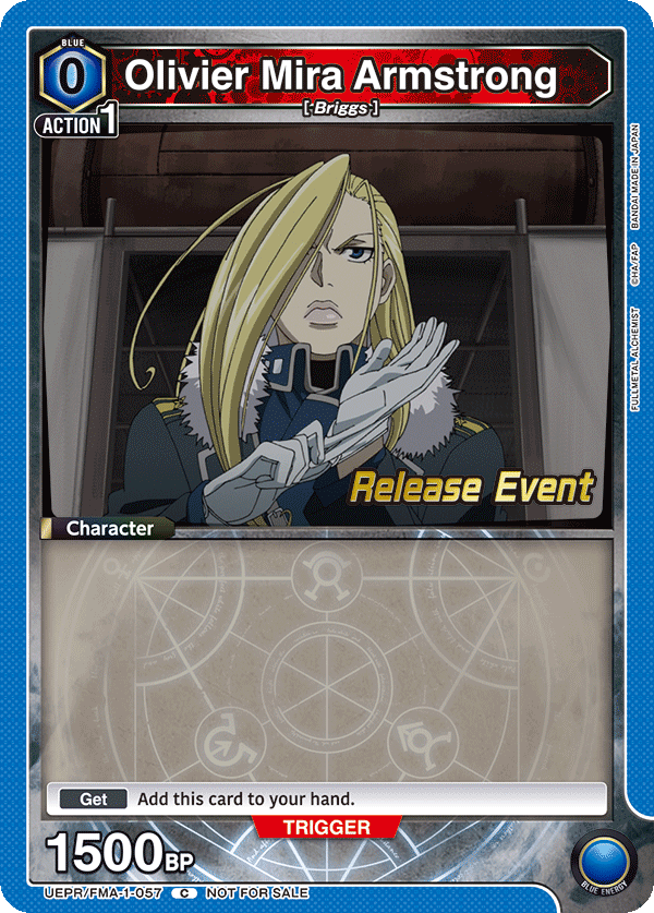 Olivier Mira Armstrong, UE09BT: FULLMETAL ALCHEMIST Release Event Cards · UEPR/FMA-1-057
