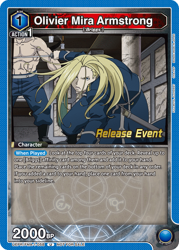 Olivier Mira Armstrong, UE09BT: FULLMETAL ALCHEMIST Release Event Cards · UEPR/FMA-1-058