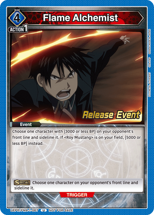 Flame Alchemist, UE09BT: FULLMETAL ALCHEMIST Release Event Cards · UEPR/FMA-1-067