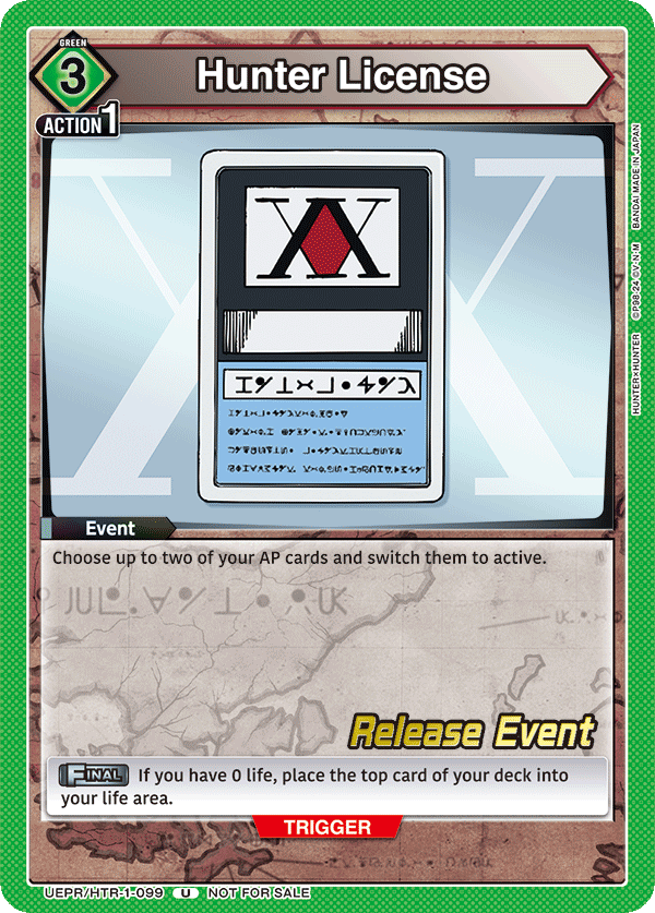 Hunter License, UE02BT: HUNTER X HUNTER Release Event Cards · UEPR/HTR-1-099