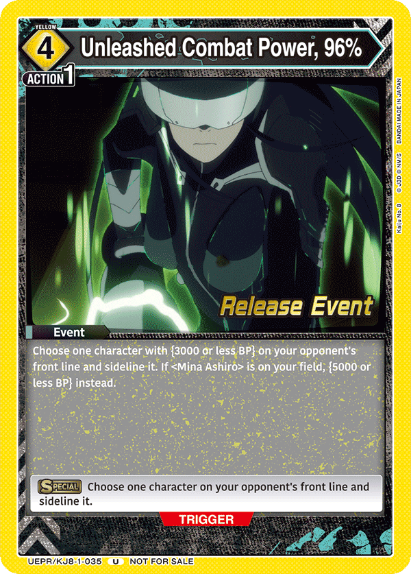 Unleashed Combat Power, 96%, UE12BT: Kaiju No. 8 Release Event Cards · UEPR/KJ8-1-035
