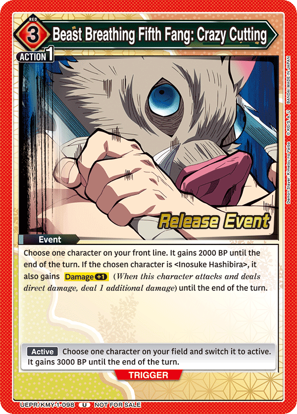 Beast Breathing Fifth Fang: Crazy Cutting, UE05BT: Demon Slayer: Kimetsu no Yaiba Release Event Cards · UEPR/KMY-1-098