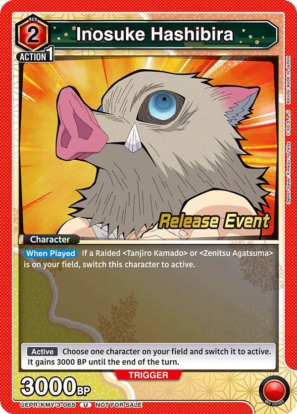 Inosuke Hashibira, UEX05BT: Demon Slayer: Kimetsu no Yaiba Vol.2 Release Event Cards · UEPR/KMY-3-065