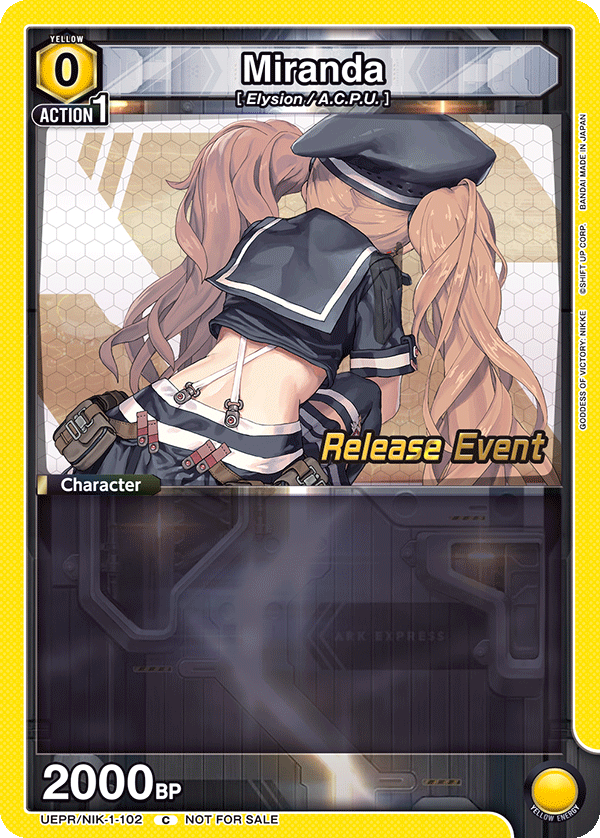 Miranda, UE14BT: GODDESS OF VICTORY: NIKKE Release Event Cards · UEPR/NIK-1-102