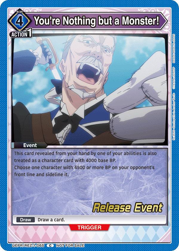 You're Nothing but a Monster!, UE24BT: Re:ZERO -Starting Life in Another World- Release Event Cards · UEPR/REZ-1-065