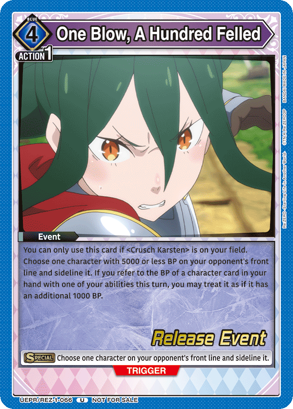 One Blow, A Hundred Felled, UE24BT: Re:ZERO -Starting Life in Another World- Release Event Cards · UEPR/REZ-1-066