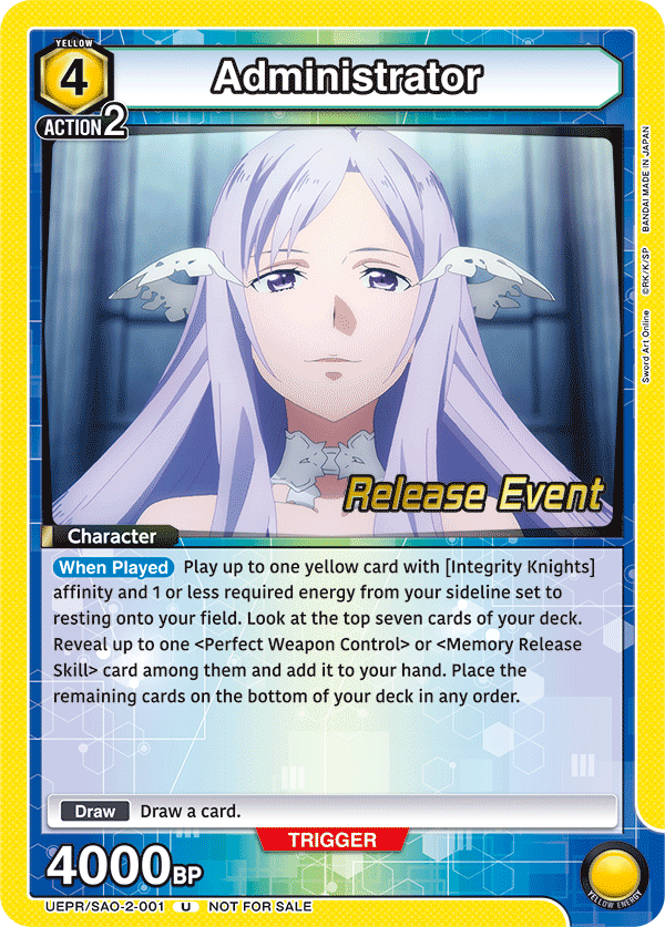 Administrator, UEX06BT: Sword Art Online Vol.2 Release Event Cards · UEPR/SAO-2-001