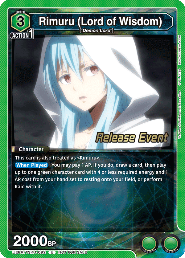 Rimuru, UE20BT: That Time I Got Reincarnated as a Slime Release Event Cards · UEPR/TSK-1-092
