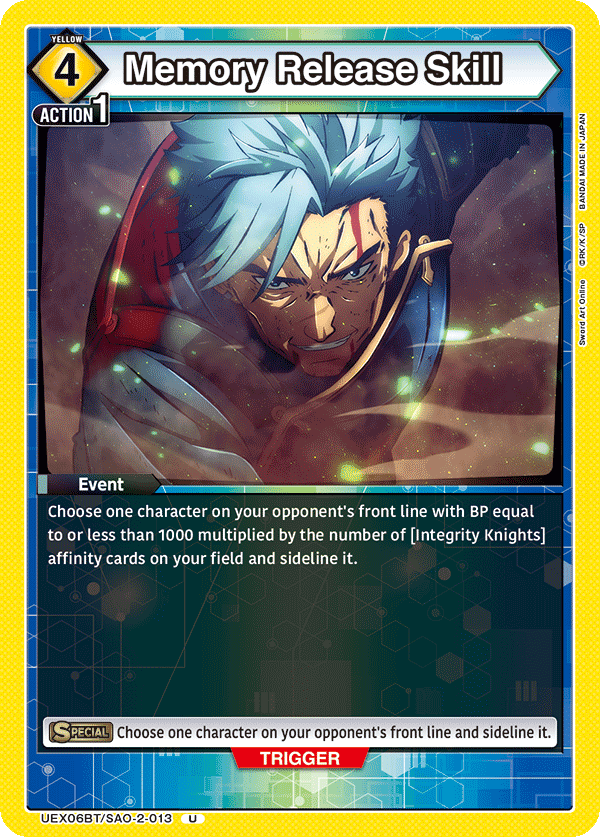 Memory Release Skill, UEX06BT: Sword Art Online Vol.2 · UEX06BT/SAO-2-013