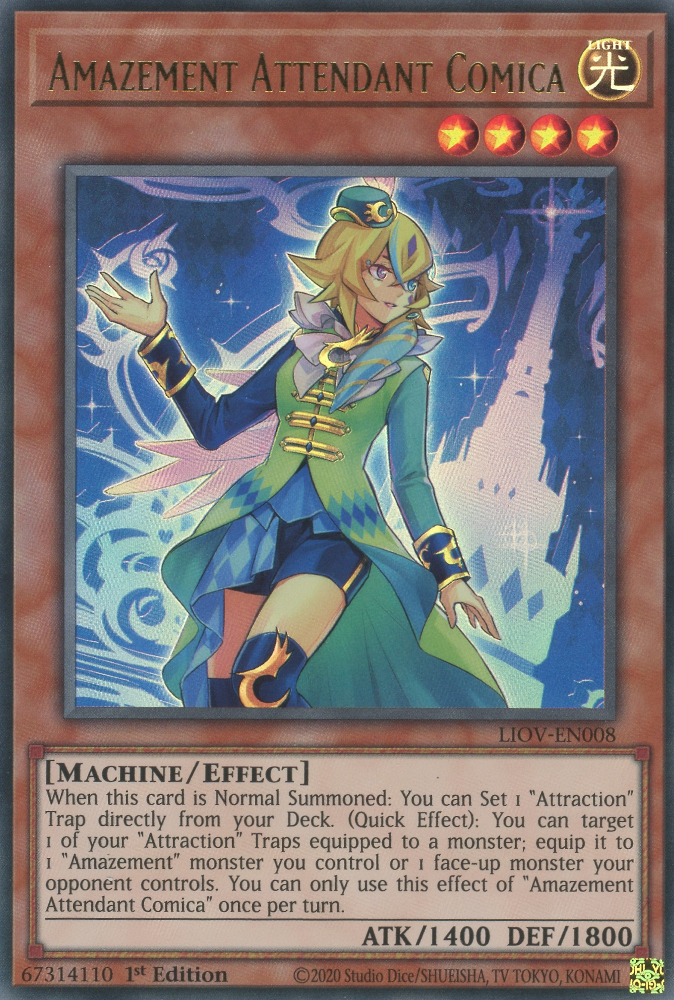 Amazement Attendant Comica, Lightning Overdrive Premiere! promotional card · LIOV-EN008