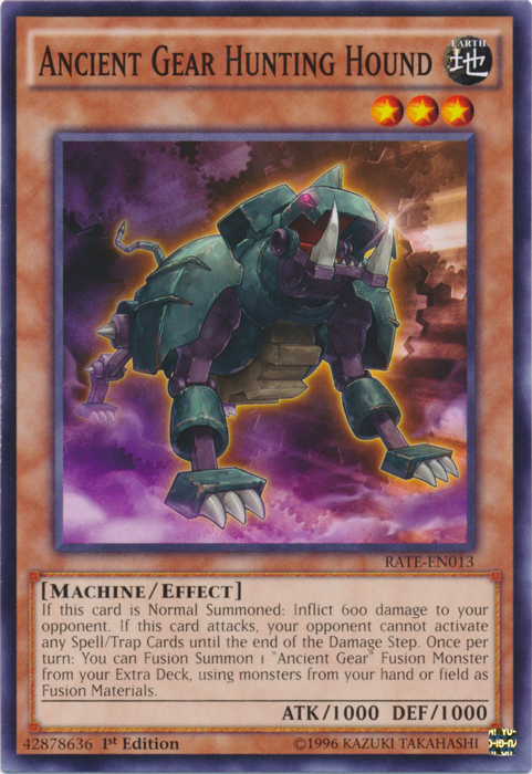 Ancient Gear Hunting Hound, Raging Tempest Sneak Peek Participation Card · RATE-EN013