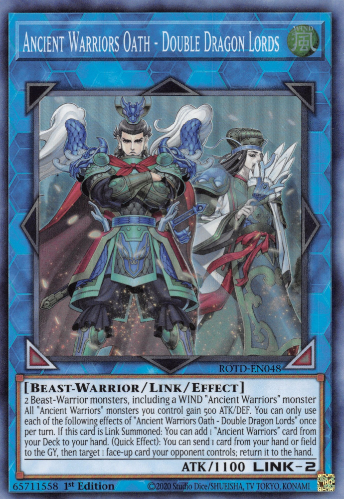 Ancient Warriors Oath - Double Dragon Lords, Rise of the Duelist Premiere! promotional card · ROTD-EN048