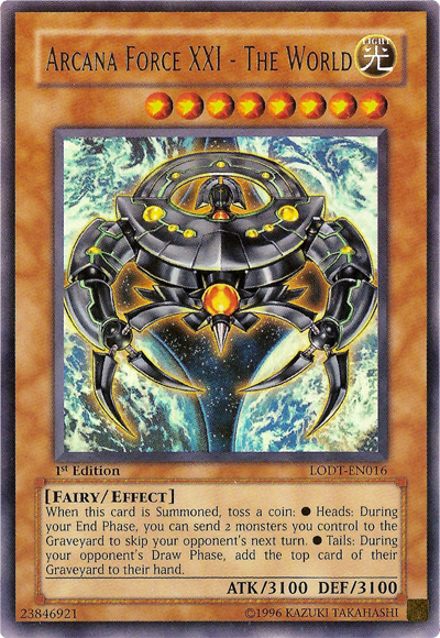 Arcana Force XXI - The World, Light of Destruction Sneak Peek Participation Card · LODT-EN016