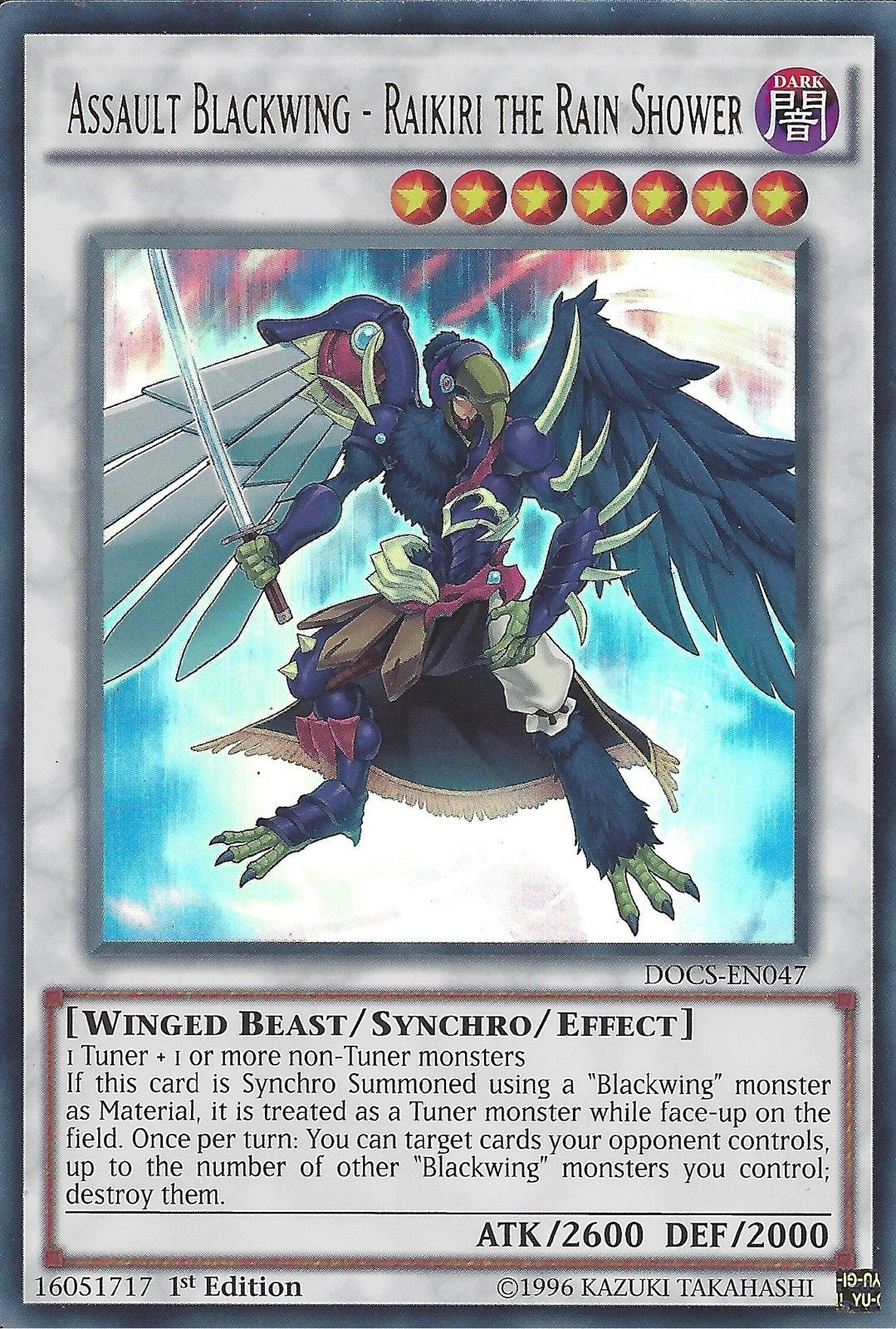 Assault Blackwing - Raikiri the Rain Shower, Dimension of Chaos Sneak Peek Participation Card · DOCS-EN047
