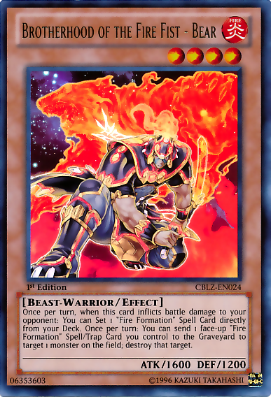 Brotherhood of the Fire Fist - Bear, Cosmo Blazer Sneak Peek Participation Card · CBLZ-EN024