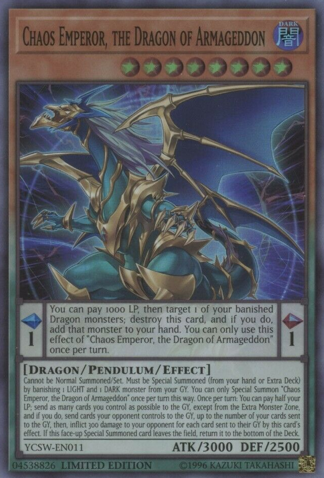 Chaos Emperor, the Dragon of Armageddon, Yu-Gi-Oh! Championship Series 2010 Prize Cards · YCSW-EN011