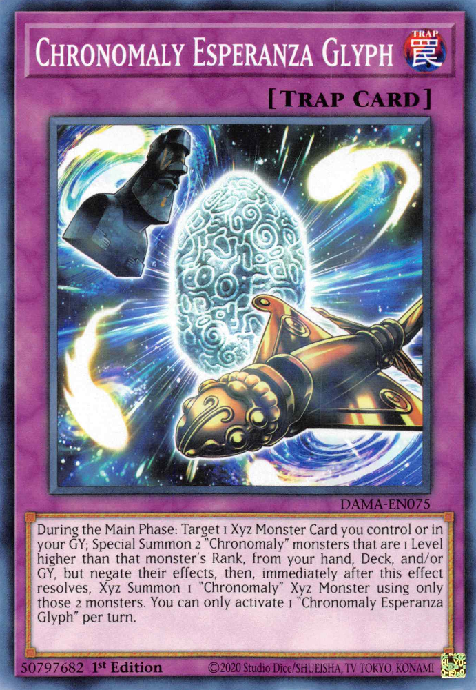 Chronomaly Esperanza Glyph, Dawn of Majesty Premiere! promotional card · DAMA-EN075