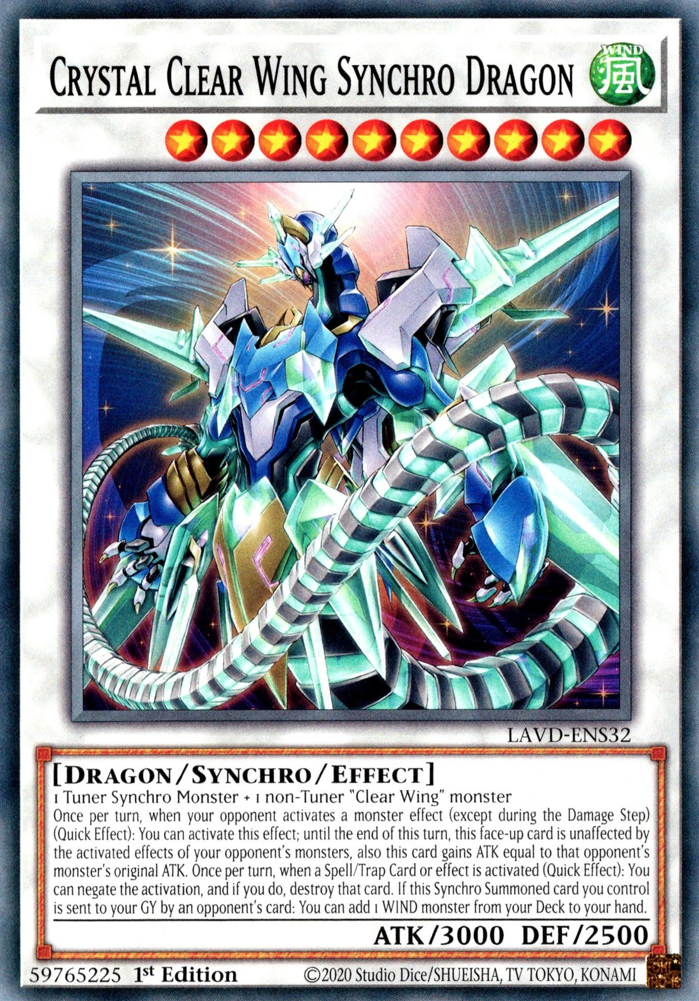 Crystal Clear Wing Synchro Dragon, Legendary Arc-V Decks · LAVD-ENS32