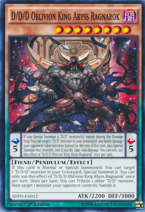 D/D/D Oblivion King Abyss Ragnarok, Pendulum Domination Structure Deck · SDPD-EN012