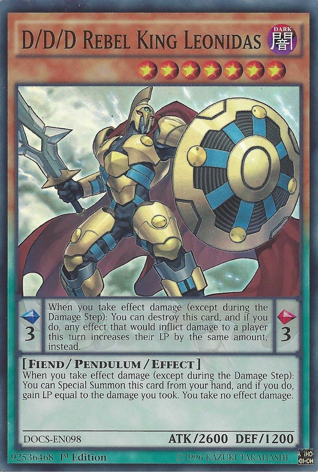 D/D/D Rebel King Leonidas, Dimension of Chaos Sneak Peek Participation Card · DOCS-EN098