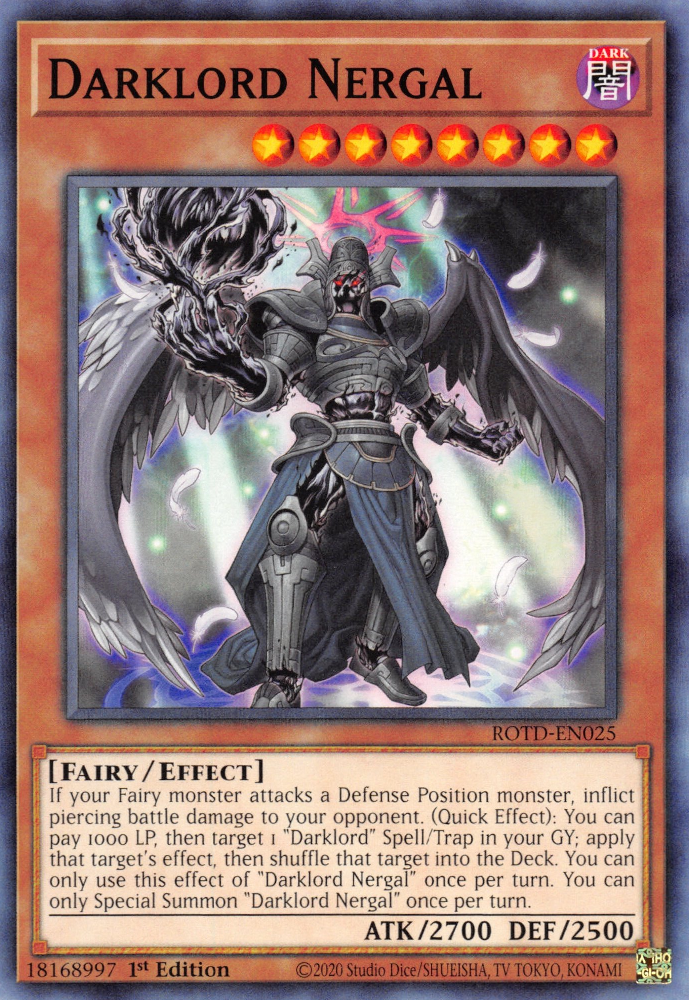 Darklord Nergal, Rise of the Duelist Premiere! promotional card · ROTD-EN025