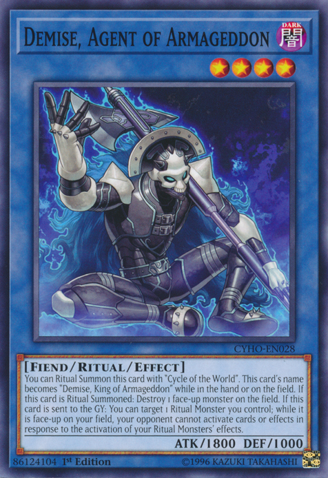 Demise, Agent of Armageddon, Cybernetic Horizon Sneak Peek Participation Card · CYHO-EN028