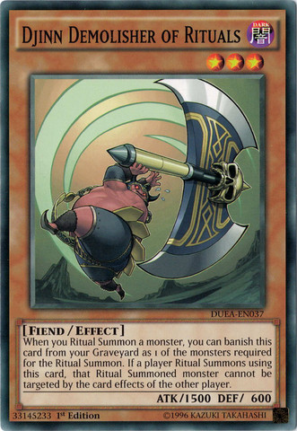 Djinn Demolisher of Rituals, Duelist Alliance Sneak Peek Participation Card · DUEA-EN037