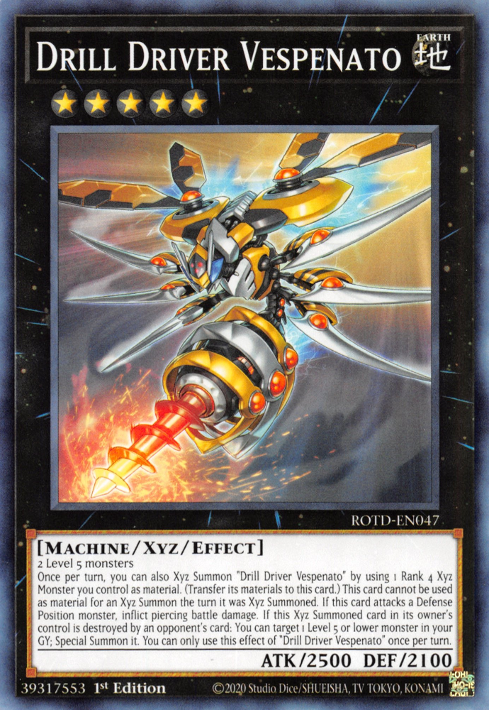 Drill Driver Vespenato, Rise of the Duelist Premiere! promotional card · ROTD-EN047