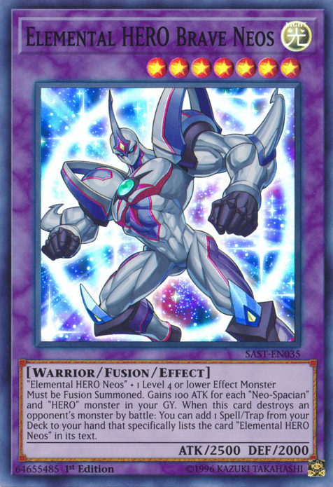 Elemental HERO Brave Neos, Savage Strike Sneak Peek Participation Card · SAST-EN035