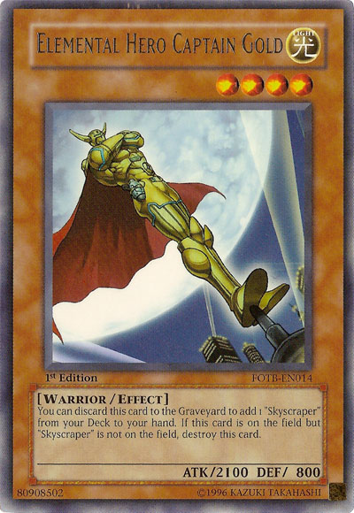 Elemental HERO Captain Gold, Force of the Breaker Sneak Peek Participation Card · FOTB-EN014