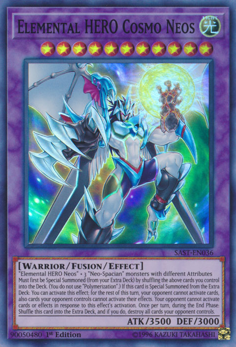 Elemental HERO Cosmo Neos, Savage Strike Sneak Peek Participation Card · SAST-EN036