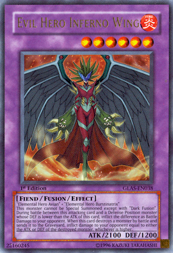 Evil HERO Inferno Wing, Gladiator's Assault Sneak Peek Participation Card · GLAS-EN038