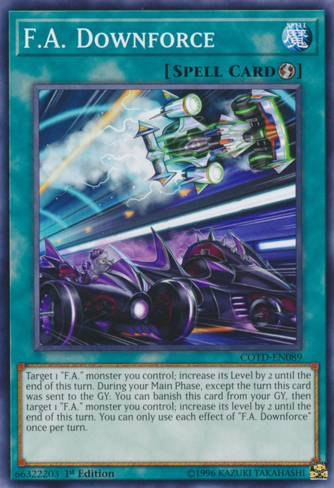 F.A. Downforce, Code of the Duelist Sneak Peek Participation Card · COTD-EN089