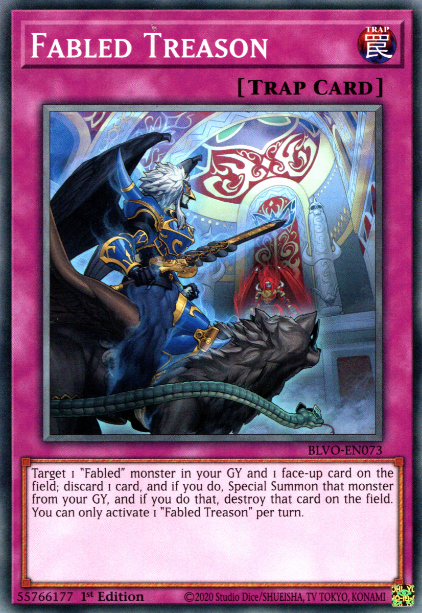 Fabled Treason, Blazing Vortex Premiere! promotional card · BLVO-EN073
