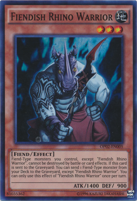 Fiendish Rhino Warrior, OTS Tournament Pack 2 · OP02-EN005