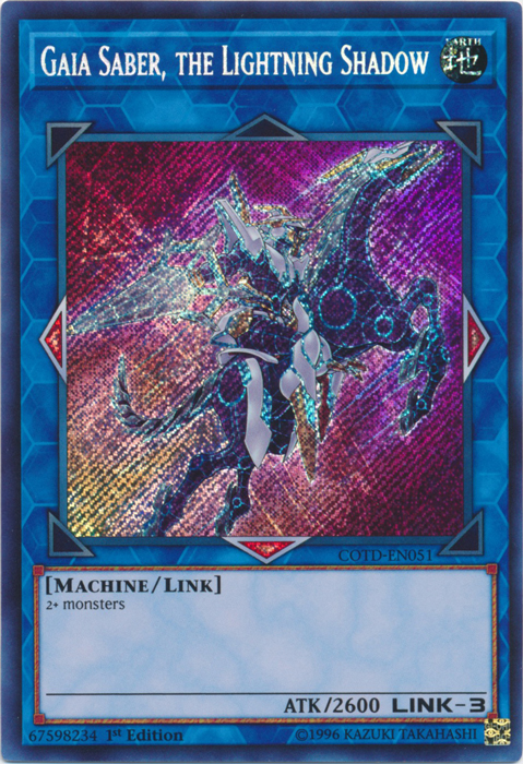 Gaia Saber, the Lightning Shadow, Code of the Duelist Sneak Peek Participation Card · COTD-EN051