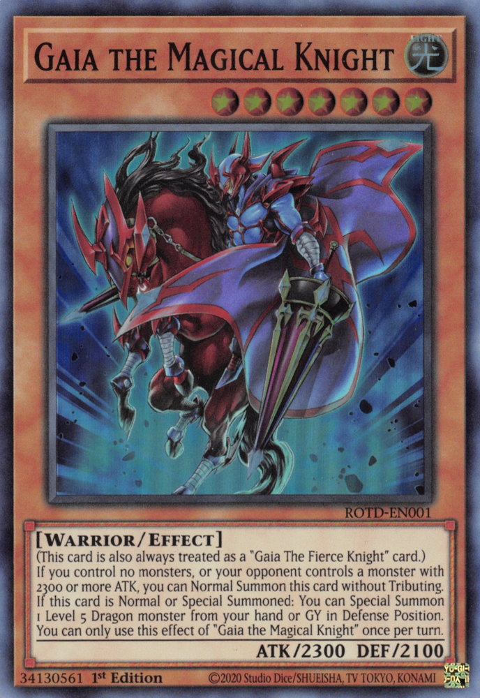 Gaia the Magical Knight, Rise of the Duelist Premiere! promotional card · ROTD-EN001