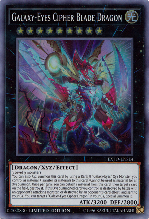 Galaxy-Eyes Cipher Blade Dragon, Extreme Force Sneak Peek Participation Card · EXFO-ENSE4