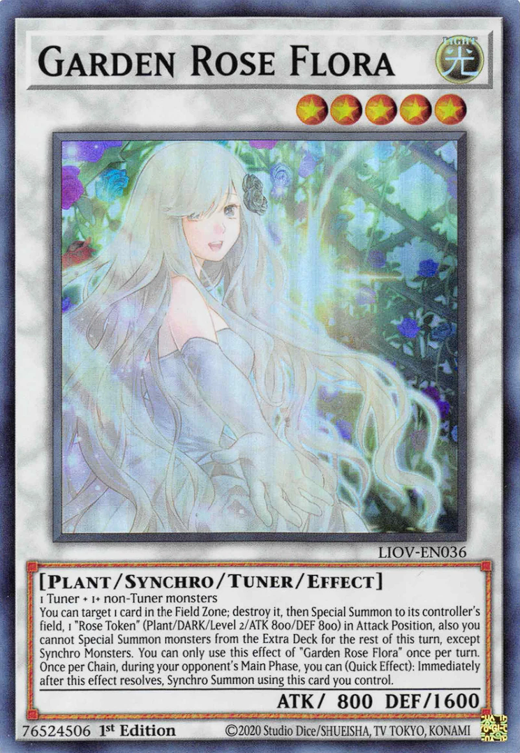 Garden Rose Flora, Lightning Overdrive Premiere! promotional card · LIOV-EN036