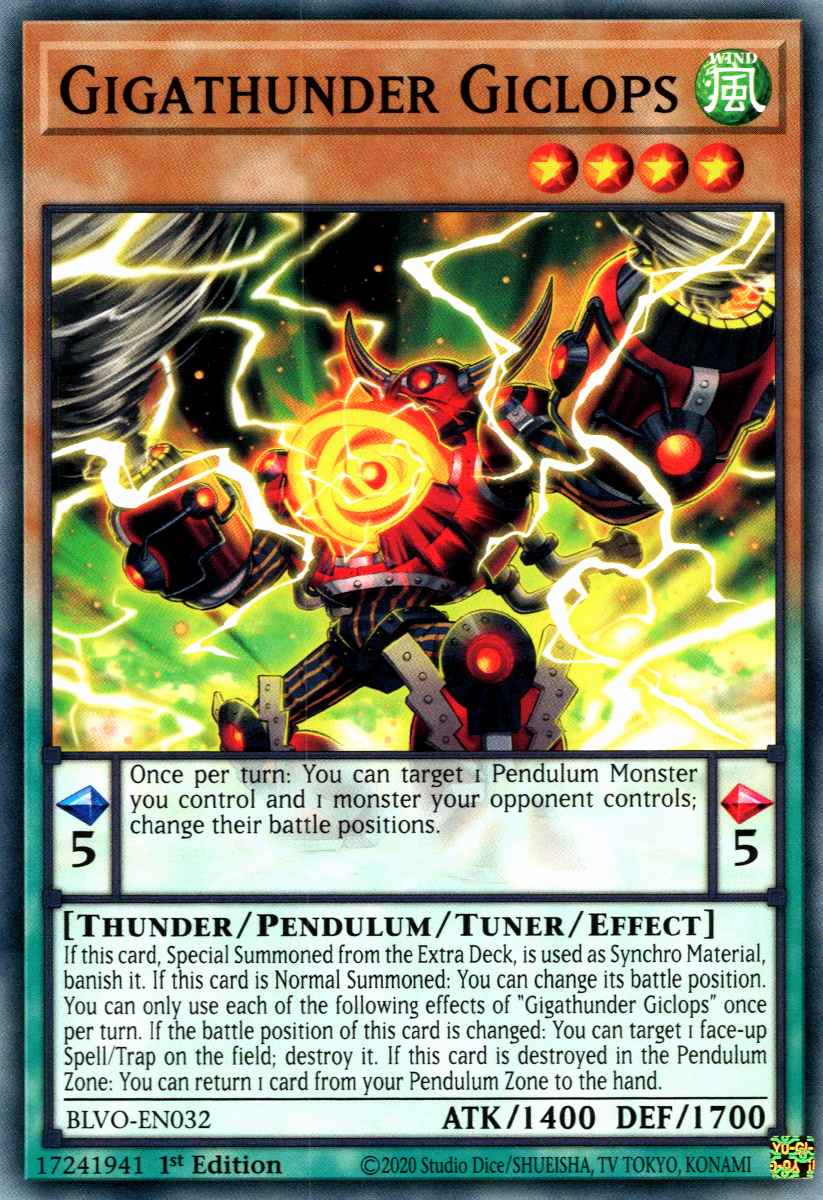 Gigathunder Giclops, Blazing Vortex Premiere! promotional card · BLVO-EN032