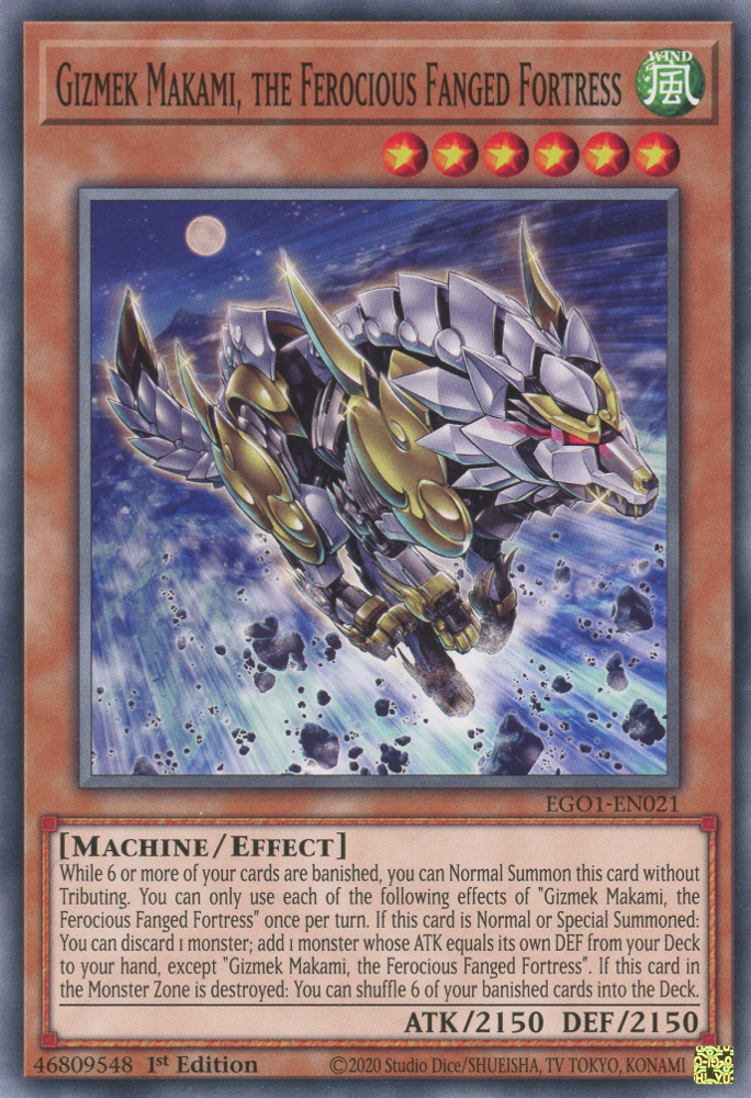 Gizmek Makami, the Ferocious Fanged Fortress, Egyptian God Deck: Obelisk the Tormentor · EGO1-EN021