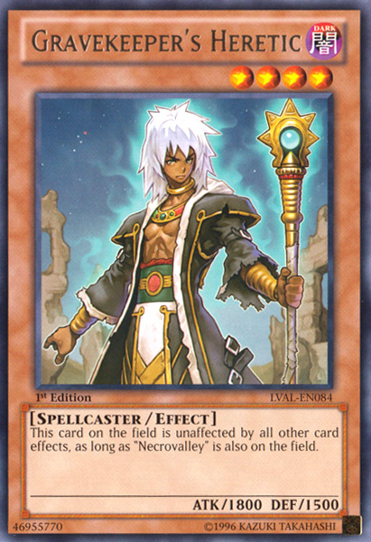 Gravekeeper's Heretic, Legacy of the Valiant Sneak Peek Participation Card · LVAL-EN084