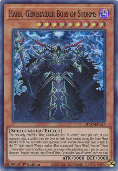 Harr, Generaider Boss of Storms, Eternity Code Premiere! promotional card · ETCO-EN027